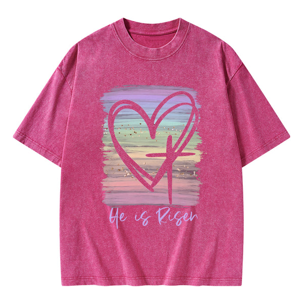 He Is Risen Vintage Washed Christian T-Shirt