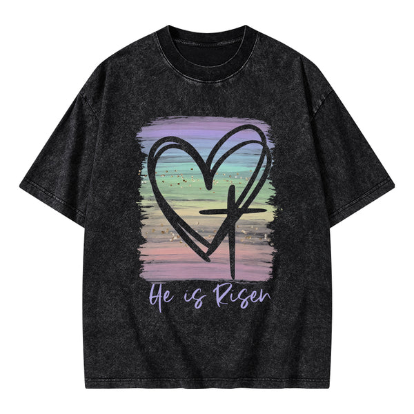 He Is Risen Vintage Washed Christian T-Shirt