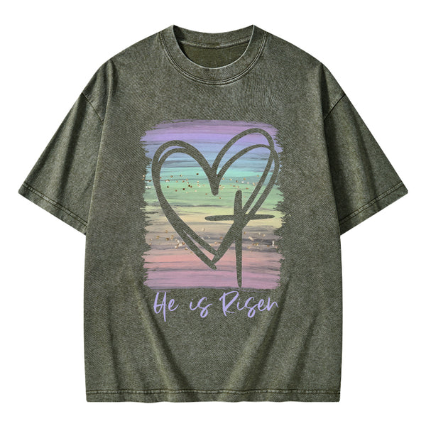 He Is Risen Vintage Washed Christian T-Shirt