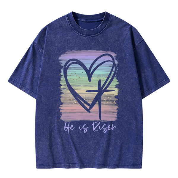 He Is Risen Vintage Washed Christian T-Shirt