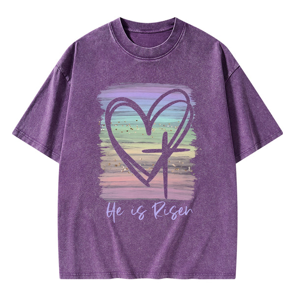 He Is Risen Vintage Washed Christian T-Shirt
