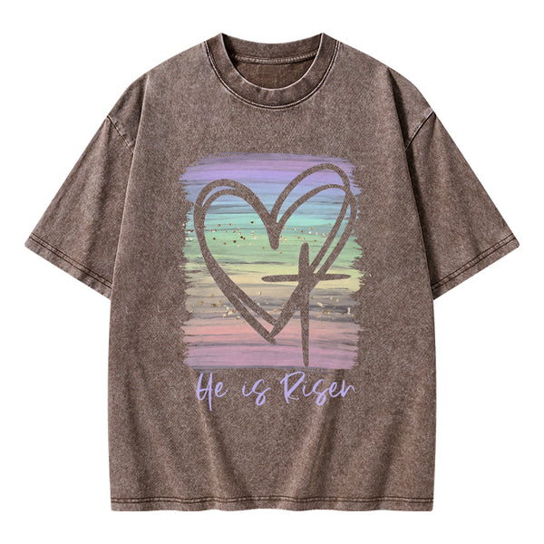 He Is Risen Vintage Washed Christian T-Shirt