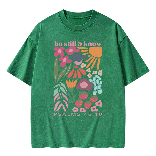 GC-WTS0023 Be Still And Know Christian Washed T-Shirt