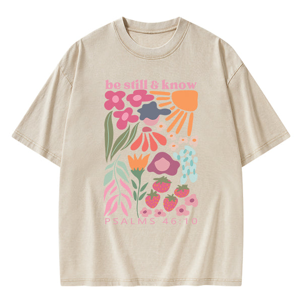 GC-WTS0023 Be Still And Know Christian Washed T-Shirt