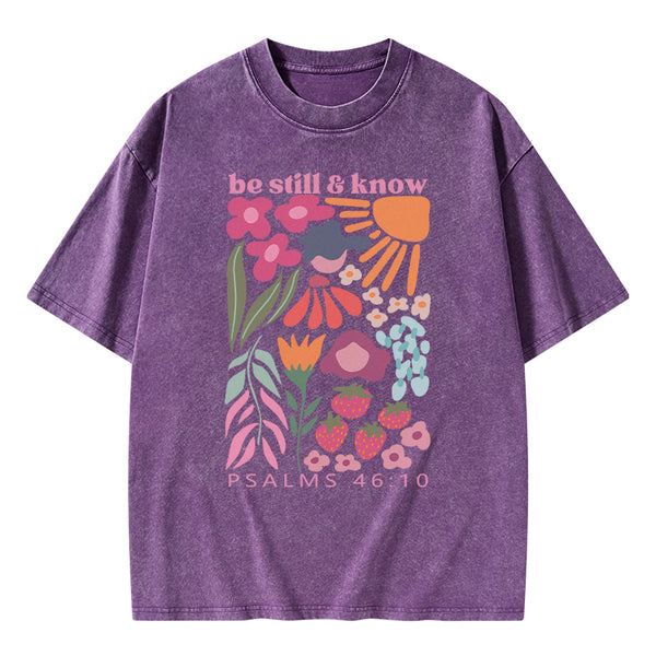 GC-WTS0023 Be Still And Know Christian Washed T-Shirt