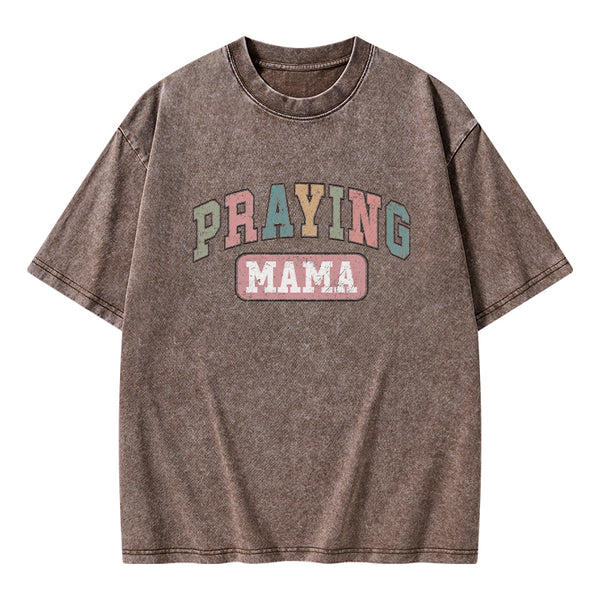 GC-WTS0029 Praying Mama Vintage Christian Washed T-Shirt