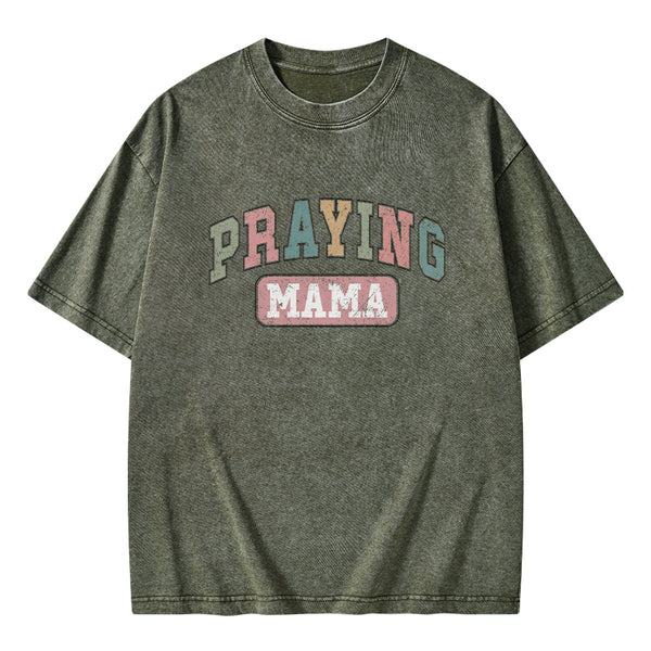 GC-WTS0029 Praying Mama Vintage Christian Washed T-Shirt