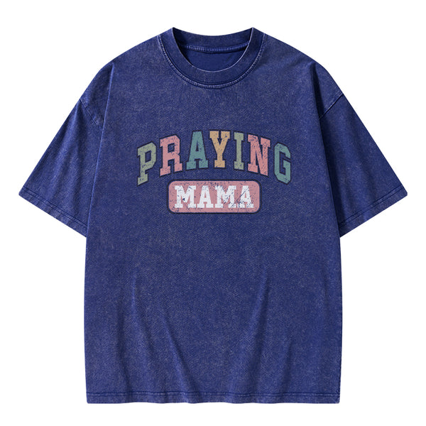GC-WTS0029 Praying Mama Vintage Christian Washed T-Shirt