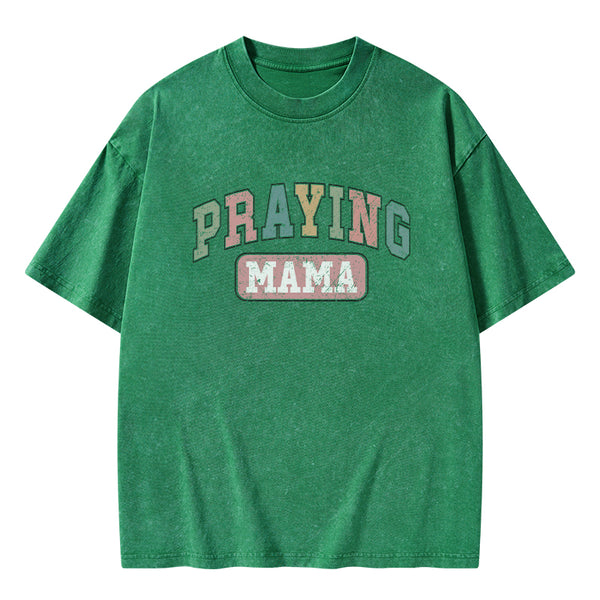 GC-WTS0029 Praying Mama Vintage Christian Washed T-Shirt