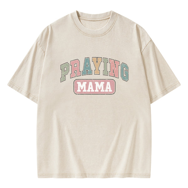 GC-WTS0029 Praying Mama Vintage Christian Washed T-Shirt