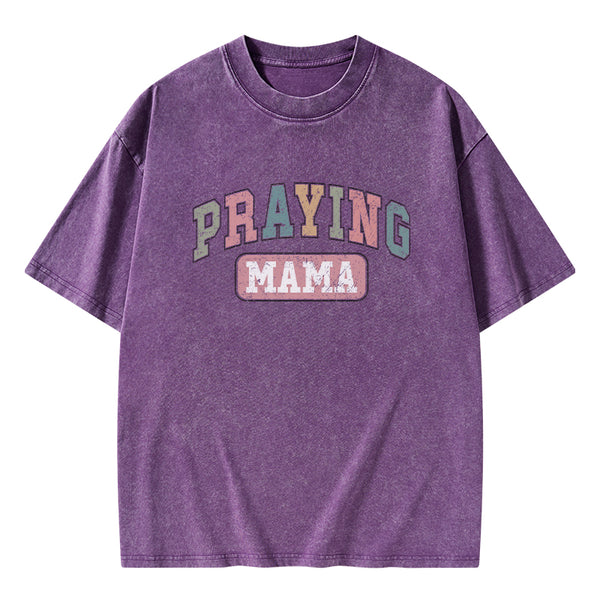 GC-WTS0029 Praying Mama Vintage Christian Washed T-Shirt
