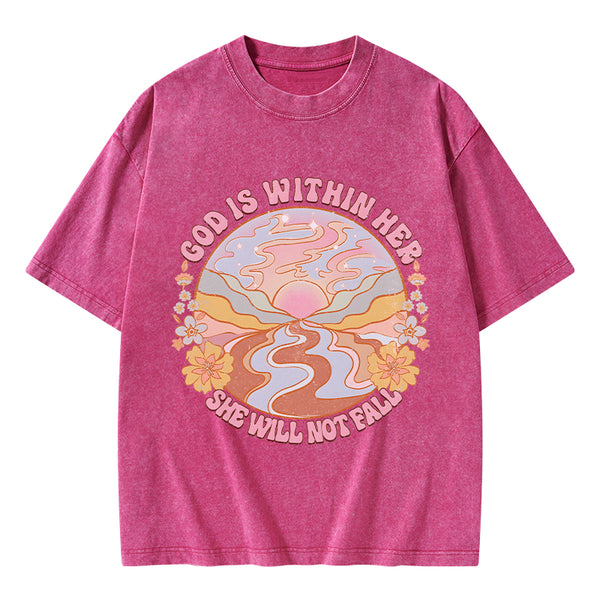 God Is Within Her She Will Not Fall Christian Washed T-Shirt