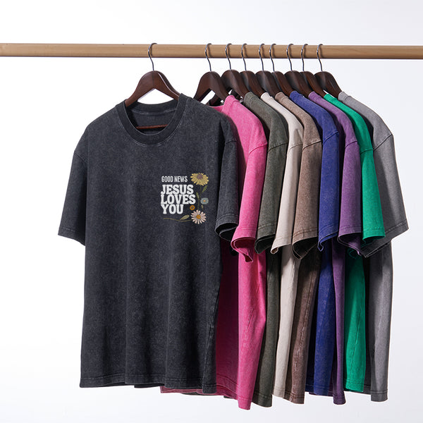 Good News Jesus Love You Christian Washed T-Shirt