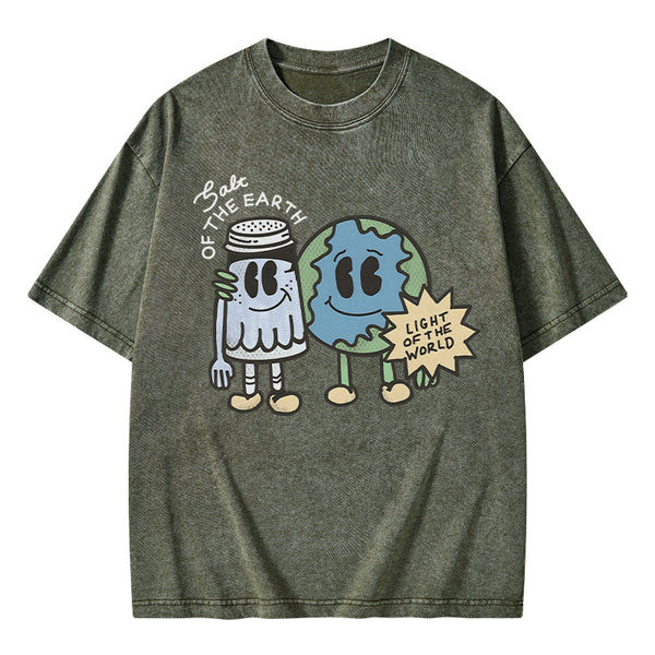 GC-WTS0067 Salt Of The Earth Light Of The World Christian Washed T-Shirt