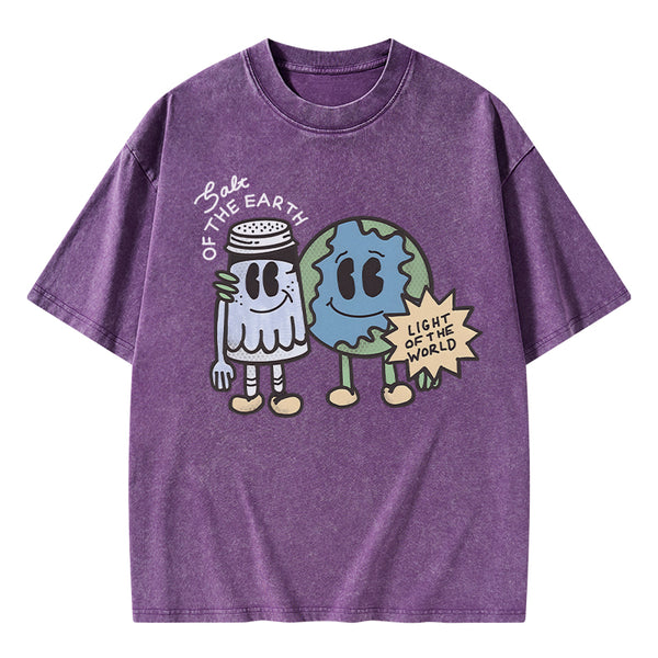 GC-WTS0067 Salt Of The Earth Light Of The World Christian Washed T-Shirt