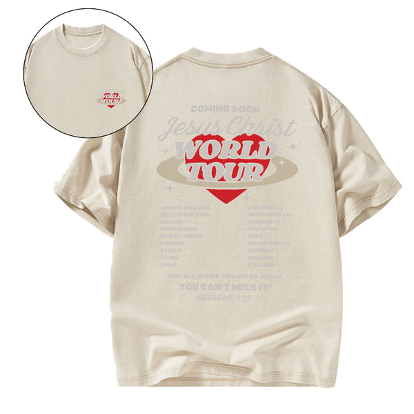 Coming Soon Christ World Tour Christian Washed T-Shirt