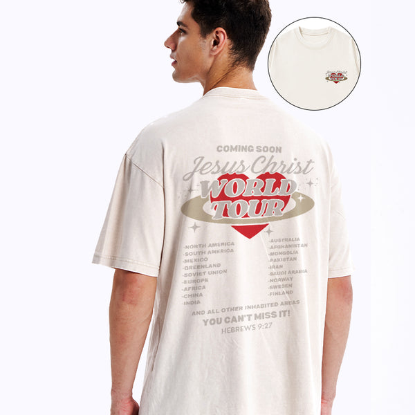 Coming Soon Christ World Tour Christian Washed T-Shirt
