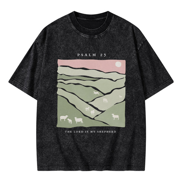GC-WTS0089 The Lord Is My Shepherd Christian Washed T-Shirt