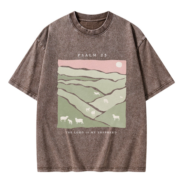 GC-WTS0089 The Lord Is My Shepherd Christian Washed T-Shirt