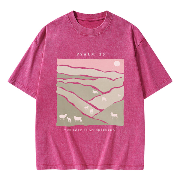 GC-WTS0089 The Lord Is My Shepherd Christian Washed T-Shirt