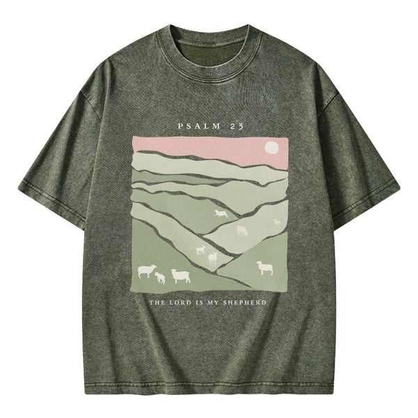 GC-WTS0089 The Lord Is My Shepherd Christian Washed T-Shirt