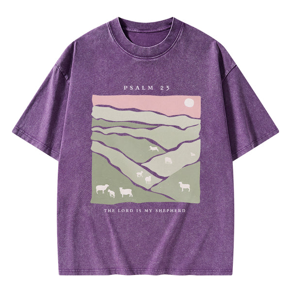 GC-WTS0089 The Lord Is My Shepherd Christian Washed T-Shirt