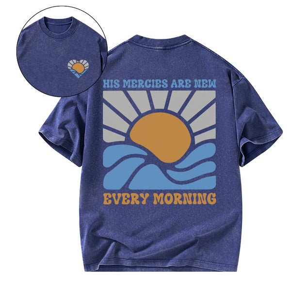 His Mercies Are New Every Morning Christian Washed T-Shirt