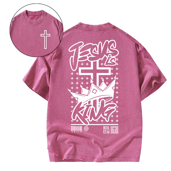 Jesus Is King Christian Washed T-Shirt