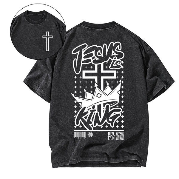 Jesus Is King Christian Washed T-Shirt