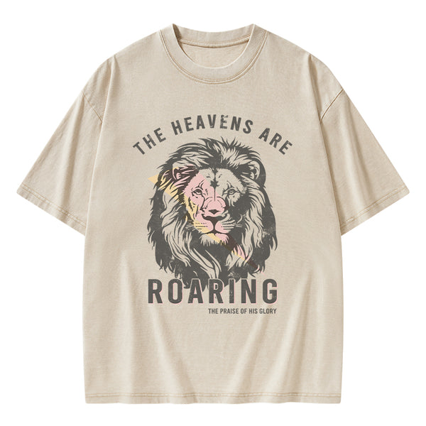 GC-WTS0241 The Heavens Are Roaring Christian Washed T-Shirt