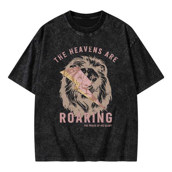 GC-WTS0241 The Heavens Are Roaring Christian Washed T-Shirt
