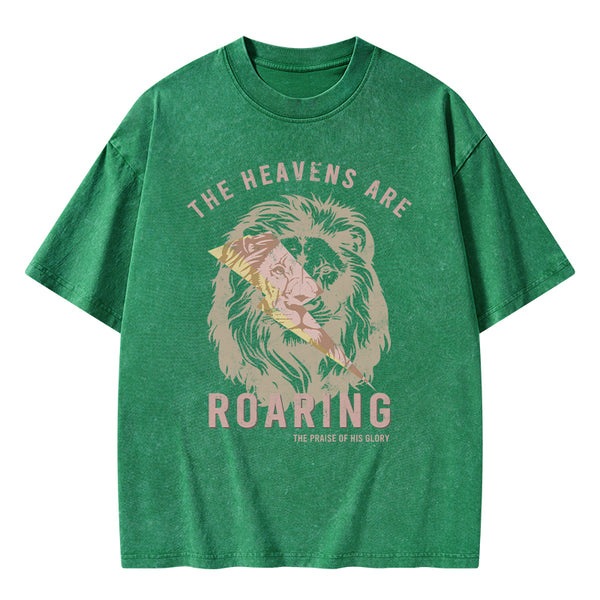 GC-WTS0241 The Heavens Are Roaring Christian Washed T-Shirt