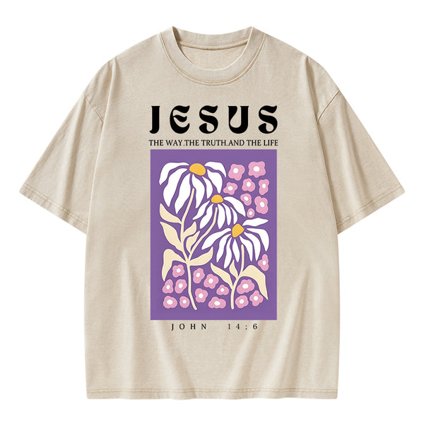 Jesus The Way The Truth And The Life Christian Washed T-Shirt