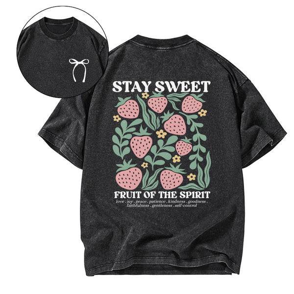 GC-WTS0448 Stay Sweet Fruit Of The Spirit Christian Washed T-Shirt