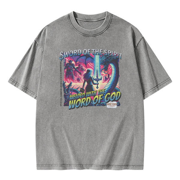 GC-WTS0685 Sword Of The Spirit Christian Washed T-Shirt