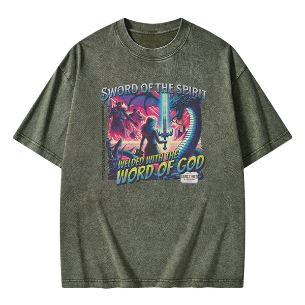 GC-WTS0685 Sword Of The Spirit Christian Washed T-Shirt