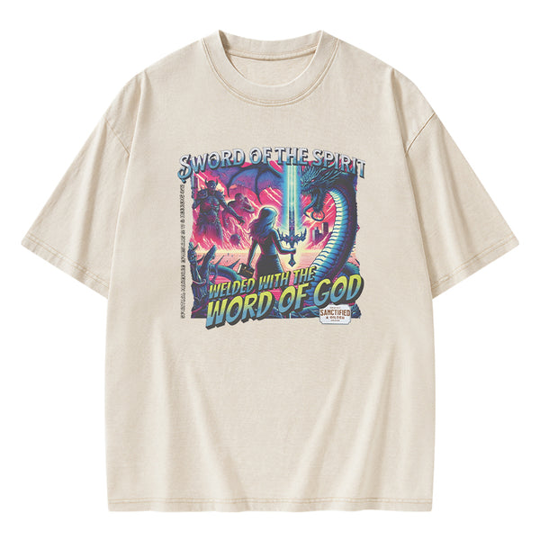 GC-WTS0685 Sword Of The Spirit Christian Washed T-Shirt