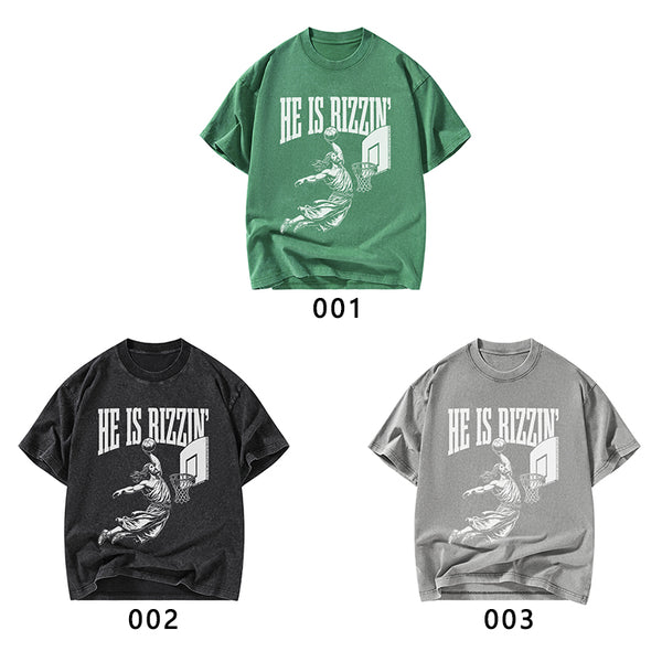 He Is Rizzin Christian Washed T-Shirt