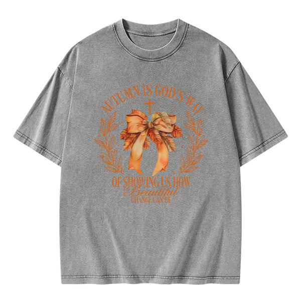 Autumn Is God's Way Christian Washed T-Shrit
