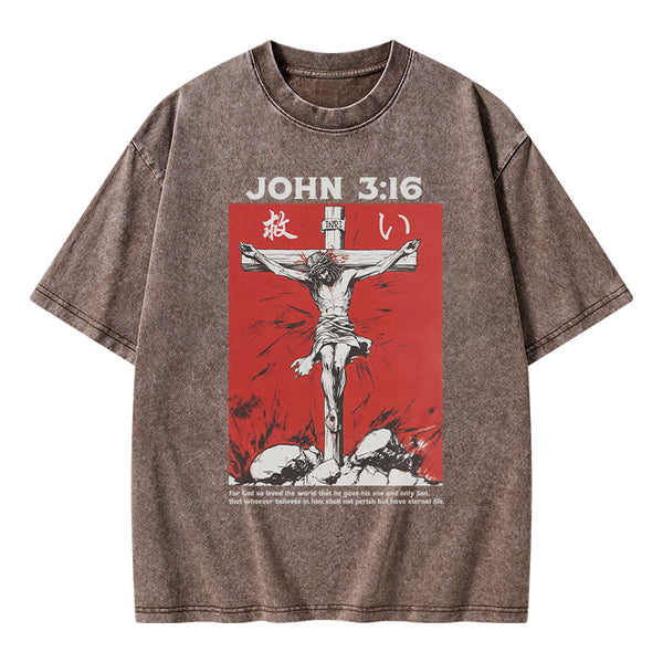 For God So Loved The World Salvation Christian Washed T-Shirt