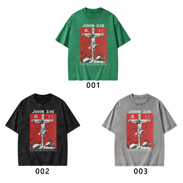 For God So Loved The World Salvation Christian Washed T-Shirt