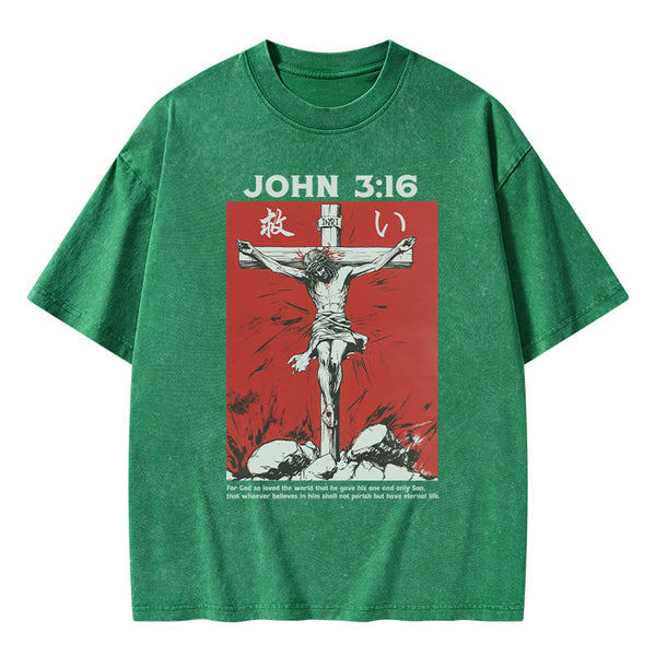 For God So Loved The World Salvation Christian Washed T-Shirt