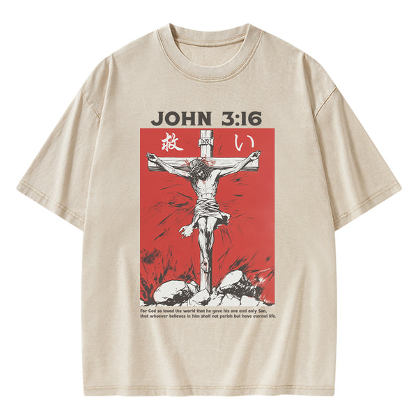 For God So Loved The World Salvation Christian Washed T-Shirt