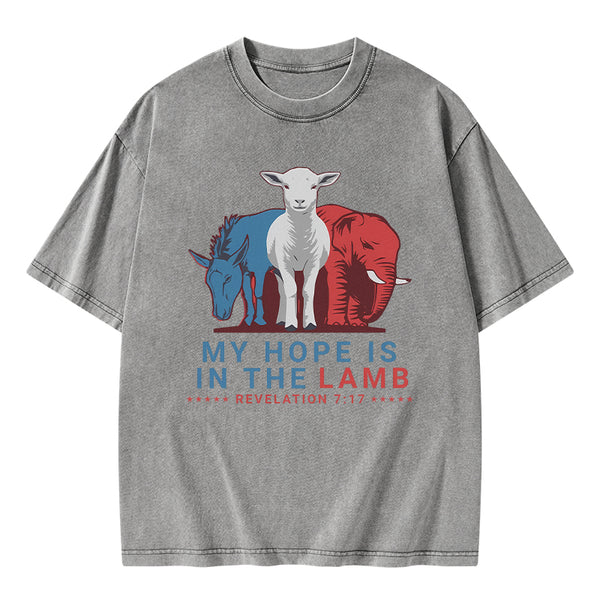GC-WTS0923 My Hope Is In The Lamb Christian Washed T-Shirt
