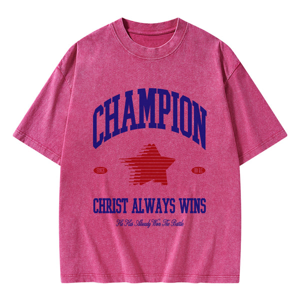 Christ Always Wins Christian Washed T-Shirt