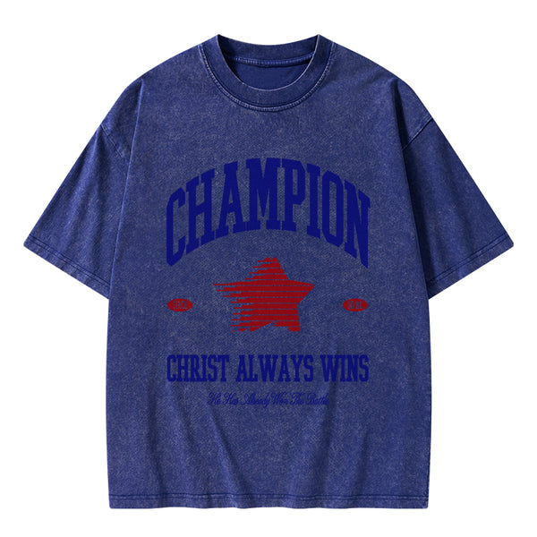 Christ Always Wins Christian Washed T-Shirt