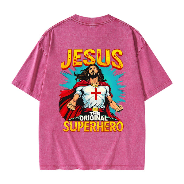 Jesus The Original Superhero Christian Washed T-Shirt