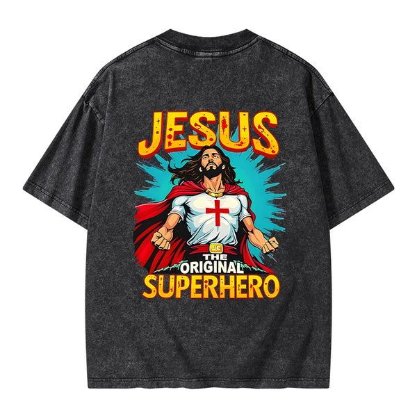 Jesus The Original Superhero Christian Washed T-Shirt