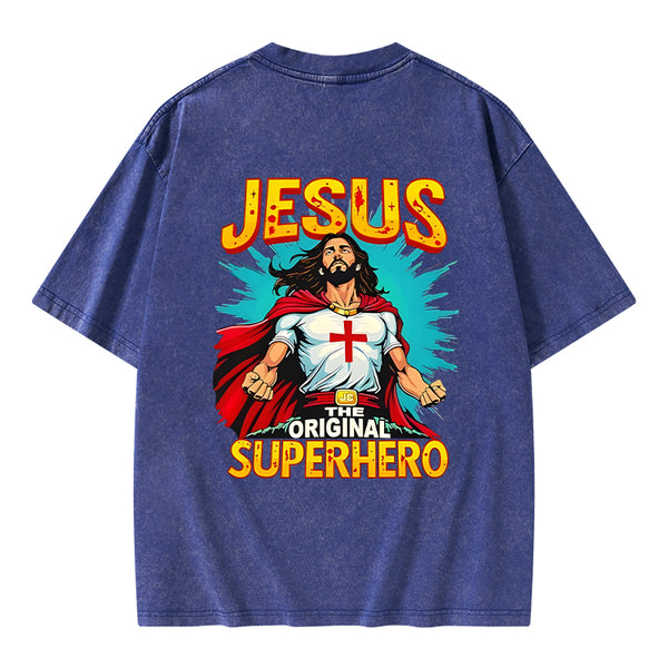 Jesus The Original Superhero Christian Washed T-Shirt