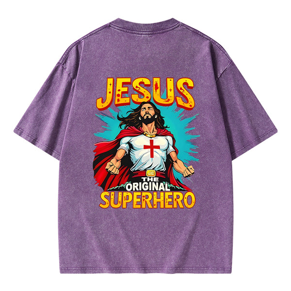Jesus The Original Superhero Christian Washed T-Shirt